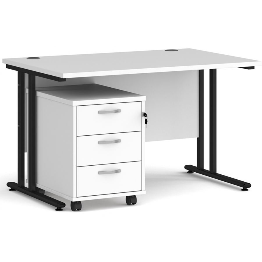 Maestro Straight Desk with Under Desk Pedestal